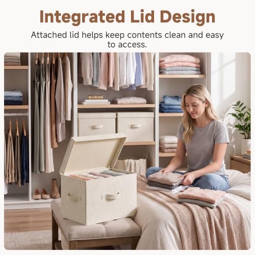 StorageWorks Fabric Storage Bins with Lids, Closet Storage Bins - Image 5