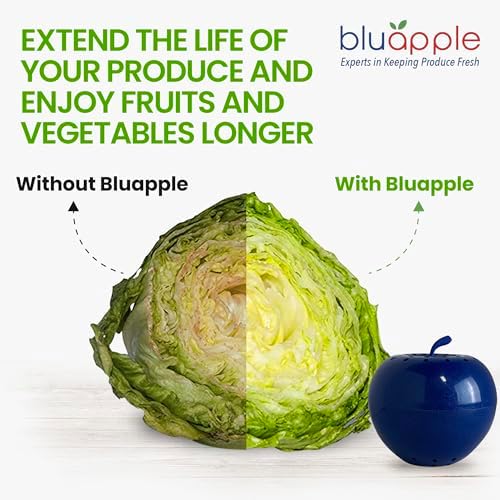 Bluapple Produce Saver Ethylene Gas Absorber 1 Year Combo Pack with Activated Carbon - 2 Bluapples + 8 Packets (13 grams each) Vegetable & Fruit Freshness Extender, Produce Storage, BPA-Free, USA-Made - Image 3