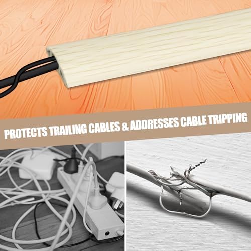 Floor Cord Cover Self Adhesive Cord Hider,10FT Cable Management, Extension Strip Protector for Wires, Prevent Cable Trips for Offices, Gyms, Exhibitions Cavity:0.51"(W) x 0.3"(H) Yellow Wood - Image 6
