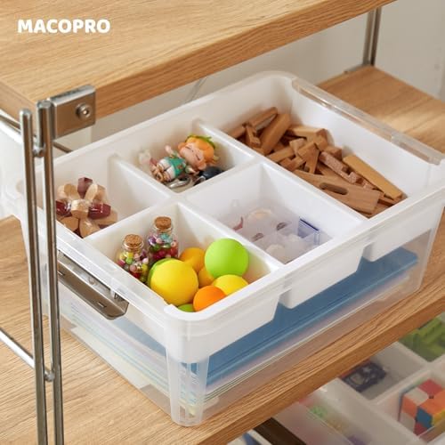 MACOPRO 17QT Clear Plastic Box Craft Storage Bin with Removable Tray & Lid - Image 5