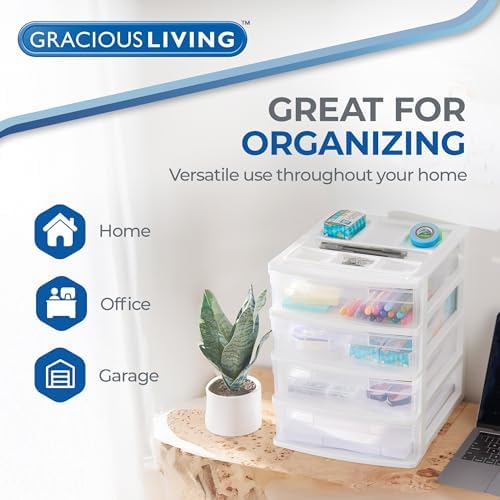 Gracious Living 4-Tier Drawer Organizer, Plastic Desktop Drawers, White - Image 5