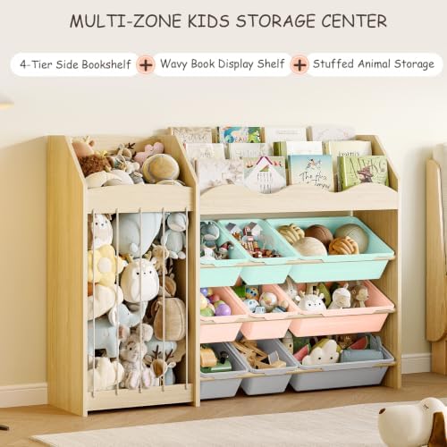 EXPERLAM Kids Toy Organizer, Scalloped Shelf, Plush Holder, 9 Colorful Bins - Image 3