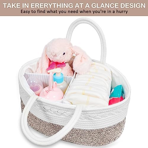 X-Large Baby Diaper Caddy Organizer, Cotton Rope Nursery Storage Basket - Image 5