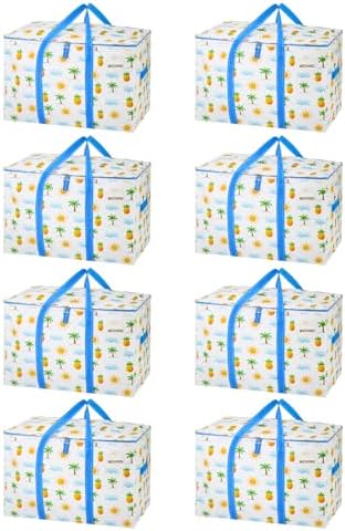 VENO 8 Pack Heavy Duty Moving Bags, Extra Large Storage Bags with Reinforced Handles & Strong Zippers, Foldable & Reusable Moving Box Alternative for Clothes & Dorm Storage by Veno