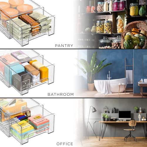 Sorbus Clear Stackable Storage Drawers for Refrigerator (Medium, 6 Pack) - Image 5