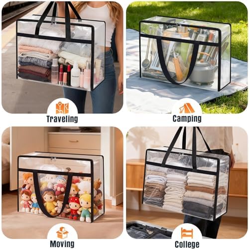 6 Packs 60L Clear Under Bed Storage Containers, Large Clothes Storage Bags - Image 6