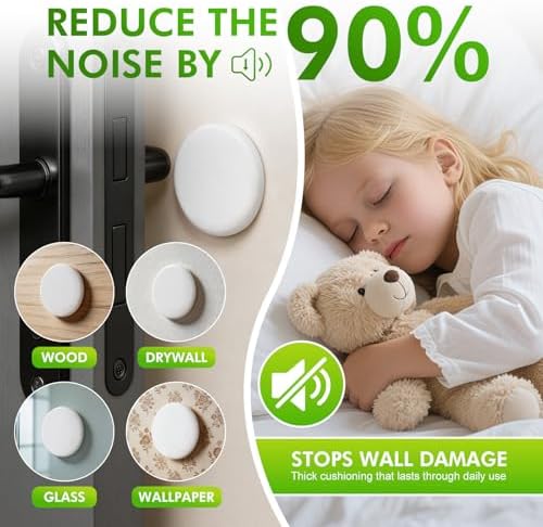 White Door Stoppers for Wall, 3.15" Self-Adhesive Door Knob Wall Protectors, 6 Pack Door Handle Stoppers, Door Bumpers to Prevent Scratches on Walls & Doors - Image 5