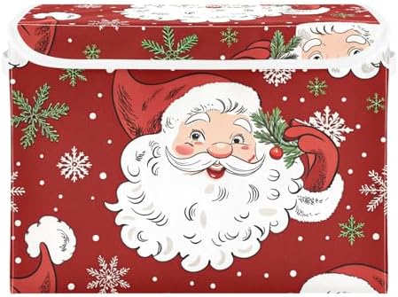 Christmas Santa Claus Storage Bins with Lids and Carrying Handle,Foldable Storage Boxes Organizer Containers Baskets Cube with Cover for Home Bedroom Closet Office by LLCxigua