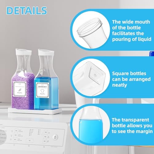 35oz Laundry Detergent Dispenser,Liquid Container,White with Plastic Tray - Image 3