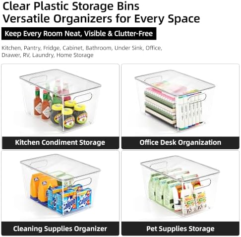 8 Pack Clear Plastic Storage Bins with Lids Stackable, XLarge - Image 6