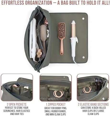 BAREFOOT CARIBOU Hair Tools Travel Bag and Heat Resistant Mat 17" (Olive) - Image 6