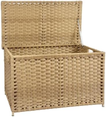 Wicker Storage Trunk, Large Storage Basket with Lid,Rural Natural by MOORLITER