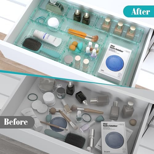 13 PCS Plastic Drawer Organizers Set, 4 Size Desk Drawer Organizer Trays - Image 4