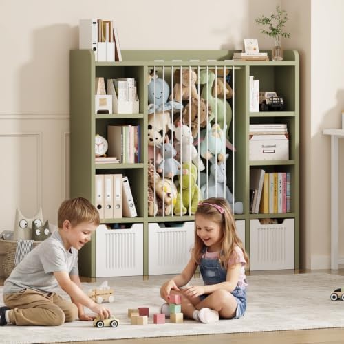 Toy Storage Organizer with Stuffed Animal Storage, Green - Image 6