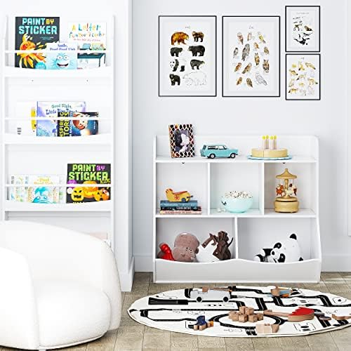 UTEX Toy Storage Organizer with Bookcase, Slanted Kids Toy Shelf Cubby - Image 3