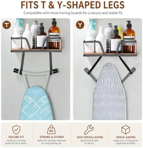 Over The Door Ironing Board Hanger Wall Mount with Wood Shelf, 40 LBS - Image 5