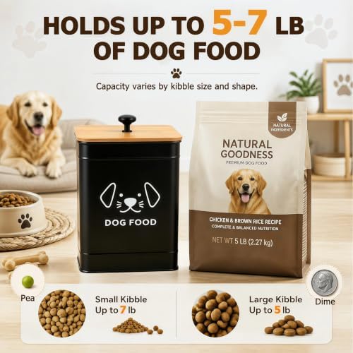Dog Food Storage Container 6.7"W x 9.3"H Airtight Metal Canister - Image 3