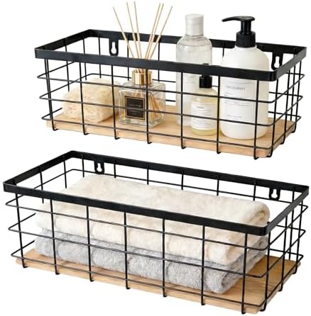 ShabbyDecor Metal Wire Basket for Kitchen Cabinets,Pantry,Bathroom,Set of 2 - Image 3