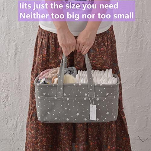 Baby Diaper Caddy Organizer Storage Basket for Girl Boy Shower Gifts Portable Large Nursery Holder Tote for Changing Table or Car Newborn Essentials Baby Registry Must Haves Item… - Image 4