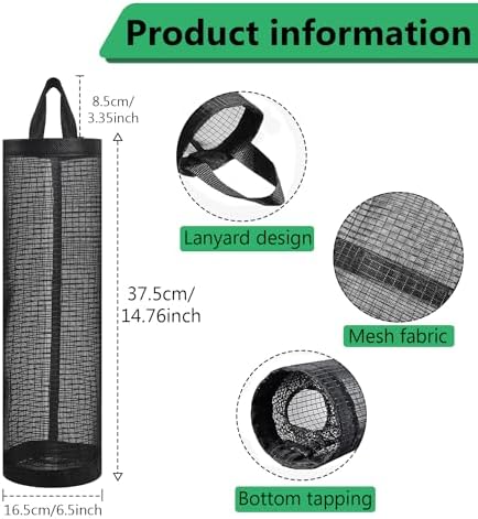 2 Pcs Plastic Bag Holders for Grocery Bags Hanging Mesh Dispenser Organizer - Image 2