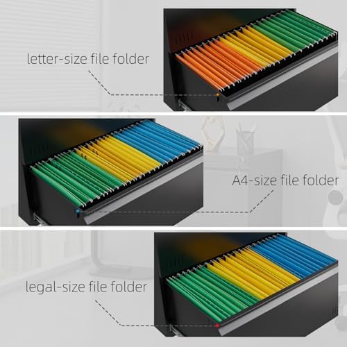 Approgreent Lateral 3 Drawer File Cabient with Lock, Metal Filing Cabinets for Home Office, Heavty Duty Office Storage Cabinet for A4/Letter/Legal (Matte Black) - Image 5