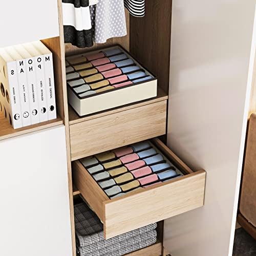 Joyoldelf Drawer Organizer 2 Packs, 24 Cell Collapsible Closet Cabinet Storage Boxes for Underwear, Socks, Bra, Handkerchiefs, Ties, Belts - Image 3