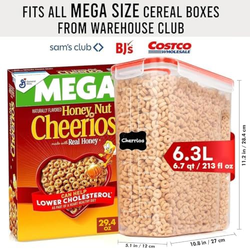 Shazo 2 Pack (6.3L / 213OZ) EXTRA Large Airtight Food Storage Cereal Containers for Bulk Food Storage BPA-Free Plastic Container, Pantry Organization and Canister for Rice, Pasta, Sugar & Flour - Image 3