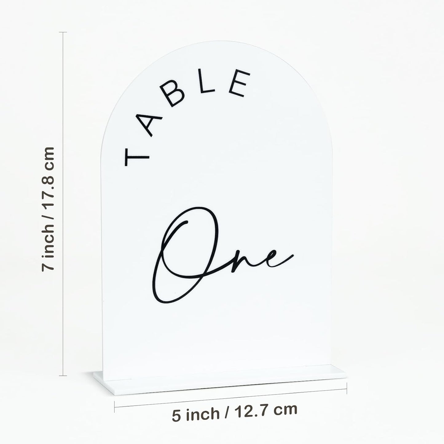 JINMURY White Arch Wedding Table Numbers 1-15 with Stands, 5x7 Inch Acrylic Arch Sign with Black Lettering, White Acrylic Table Numbers for Wedding Reception