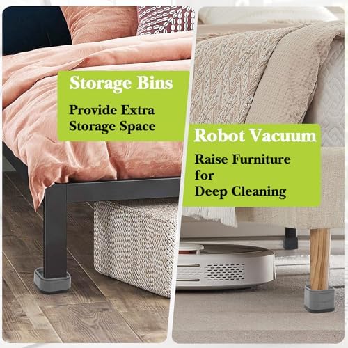 6 Pack Furniture Risers 1 Inch, Adjustable Bed Risers Heavy Duty for Table Desk Couch Chair Sofa Cabinet Bed Legs Dorm, Square Stackable Bed Raisers Blocks Lift Height 1", 2" or 3", Black - Image 5