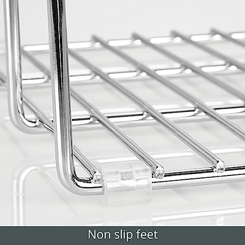 mDesign 3 Slot Tray and Pan Rack — Metal Wire Rack for Pantry and Kitchen Storage — Freestanding Pan Lid Holder Also for Baking Trays and Crockery – Silver - Image 4