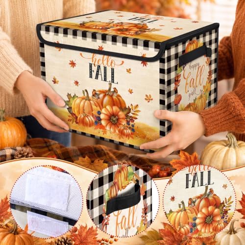 Briwooody Fall Pumpkin Storage Bin with Lid and Carrying Handle Storage Box - Image 3