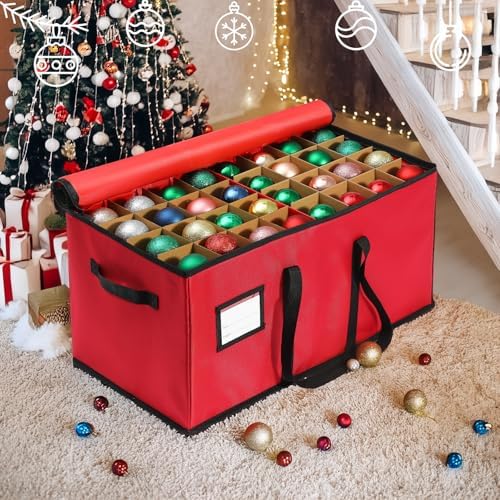 Christmas Decoration Organizer Ornament Holder Village Storage Chest Box，Tree Keepers Ornament Ball Storage，Santas Bags Storage - Image 2