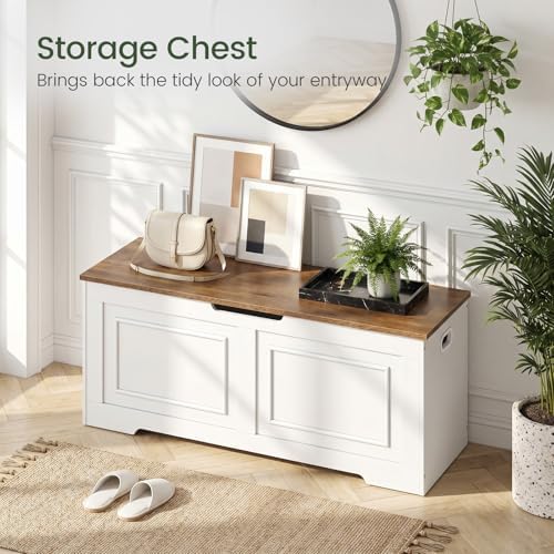 CHOEZON Storage Bench, 47.2" Large Wooden Storage Chest with Safety Hinge - Image 3