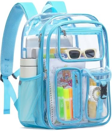 Clear Backpack for School, 17" Heavy Duty Double-Layer Clear Bookbag by QOECI