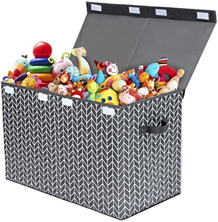 Large Toy Storage Box Chest for Kids, Sturdy Toy Box Bin Baskets with Lid by Mayniu