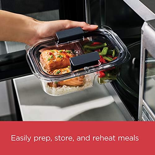 Rubbermaid Brilliance Meal Prep Containers, 2-Compartment Food Storage Containers, 2.85 Cup, 5-Pack, BPA-Free, Clear/Grey - Image 3