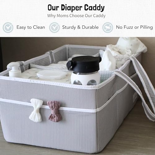 Lily Miles Baby Diaper Caddy - Organizer Tote Bag for Infant Boy or Girl - Baby Shower Basket - Nursery Must Haves - Registry Favorites - Newborn Caddie Car - Gray/Gray, Extra Large - Image 2