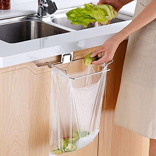 2 Pcs Large Stainless Steel Trash Bag Holder for Cabinets, Cupboards, Under Sink, Garbage, Kitchen Waste, Silver - Image 2