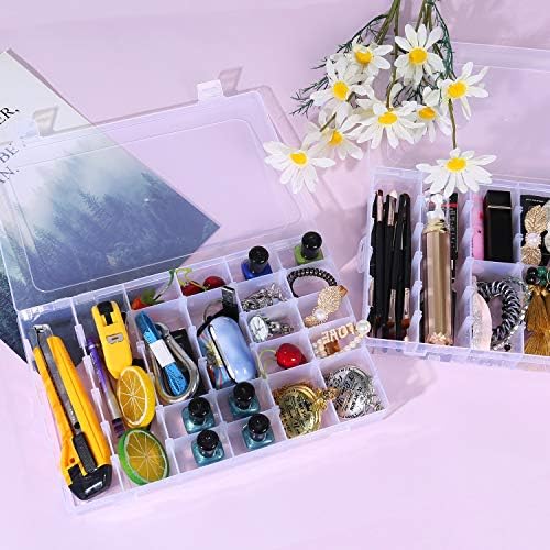 Umirokin Small Parts Organizer Box 2 Pack, 36 Grid Bead Organizer with Adjustable Dividers, Plastic Organizer Box for Screws, Jewelry Making, Craft Storage, Fishing Tackle, Clear Compartment Container - Image 3