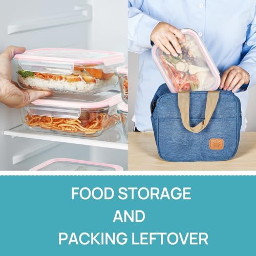 Vtopmart 5 Pack 35oz Glass Food Storage Containers with Lids, Pink - Image 5