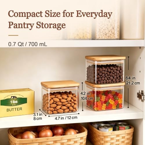 ComSaf Small Glass Containers with Lids 0.7 Qt, Set of 6 Glass Storage Jars - Image 4