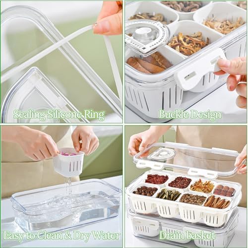 Veggie Tray Divided Serving Tray with Lid, Salad Bar Container for Fridge - Image 4