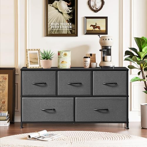 5-Drawer Dresser for Bedroom, Anti-Tip Wide Storage Organizer Fabric - Image 2