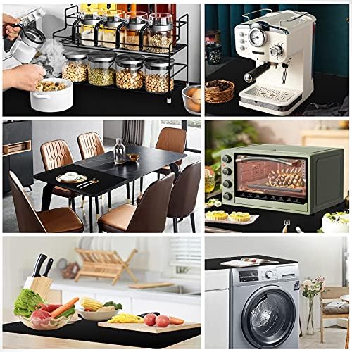 Ewen 25.6x17.7in Large Silicone Kitchen Counter Mat, 2mm Thick Heat Resistant Countertop Protector, Baking Silicone Mat under Air Fryer Toaster Oven Microwave Coffee Maker Cutting Board Drill Black - Image 6