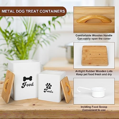 Dog Treat Container 2PCS, Dog Food Storage Container with Lids Airtight, Dog Treat Jars for Kitchen Counter-7+3Lbs, Small Dog and Cat Cookie Jar for Storage, Pet Treat Container (Upgraded) White - Image 2