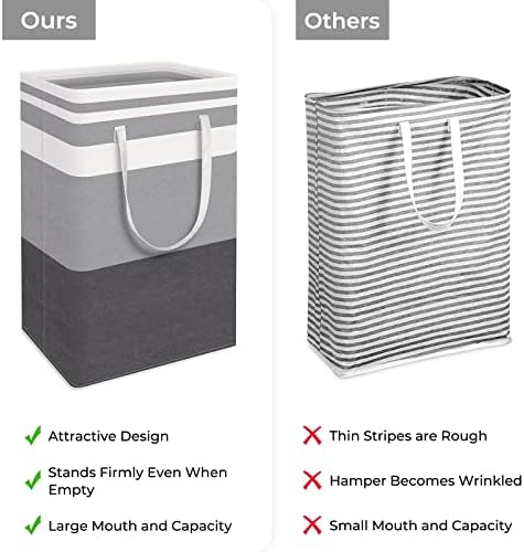 HomeHacks 2-Pack Large Laundry Basket, Waterproof, Freestanding Laundry Hamper, Collapsible Tall Clothes Hamper with Extended Handles for Clothes Toys in the Dorm and Family Gradient Grey, 88L - Image 3