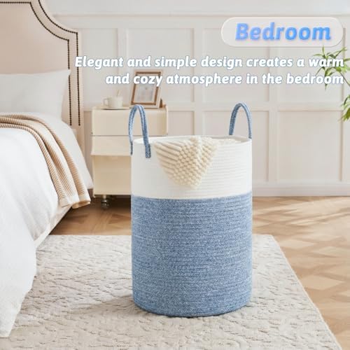 Laundry Basket,Woven Cotton Rope Laundry Hamper,40L for Decor Storage of Dirty Clothes,Toys and Blankets in Bathroom,Baby Room and Living Room - Image 3