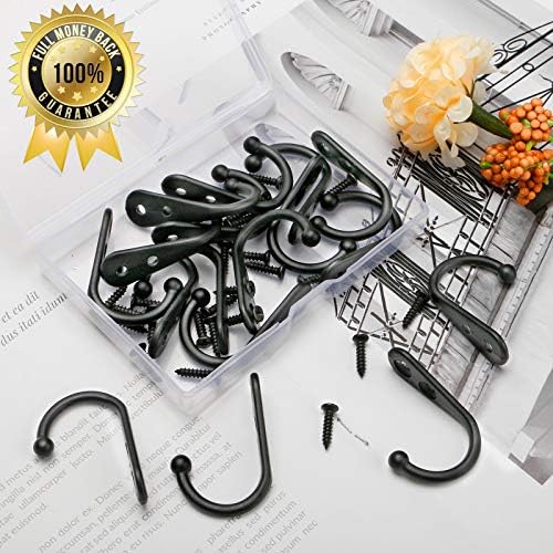 ZAYBOD 25 Pcs Black Wall Mounted Coat Hooks, Hanger Hook with 50 Pieces Screws for Hanging Hat, Towel, Key, Robe, Coats, Scarf, Bag, Cap, Coffee Cup, Mugs - Image 2