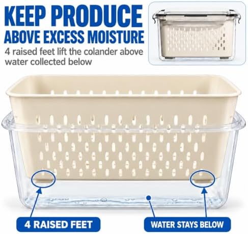 5 Pack Fruit Storage Containers for Fridge with Removable Colanders - Image 3