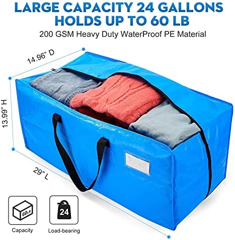 AlexHome Heavy Duty Extra Large Moving Bags,Storage Totes for Moving,Reusable Plastic Moving Boxes,Packing and Moving Supplies,Cloth Containers (Set of 7) - Image 2